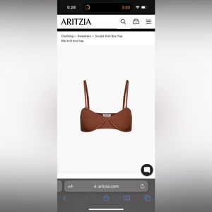 Aritzia Babaton Sculpt Knit Bra Top XS in epicurean brown